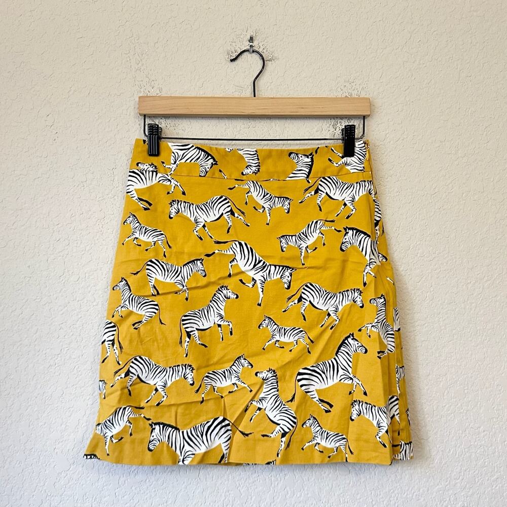ANN TAYLOR FACTORY Mini Skirt  Mustard Yellow Zebra Print Lined A-Line